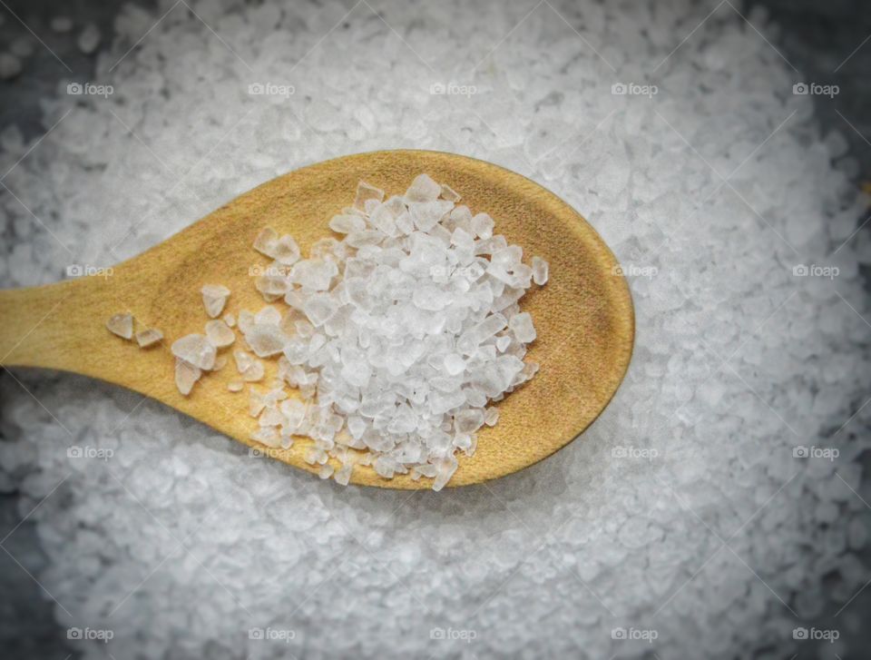 Sea salt and a wooden spoon