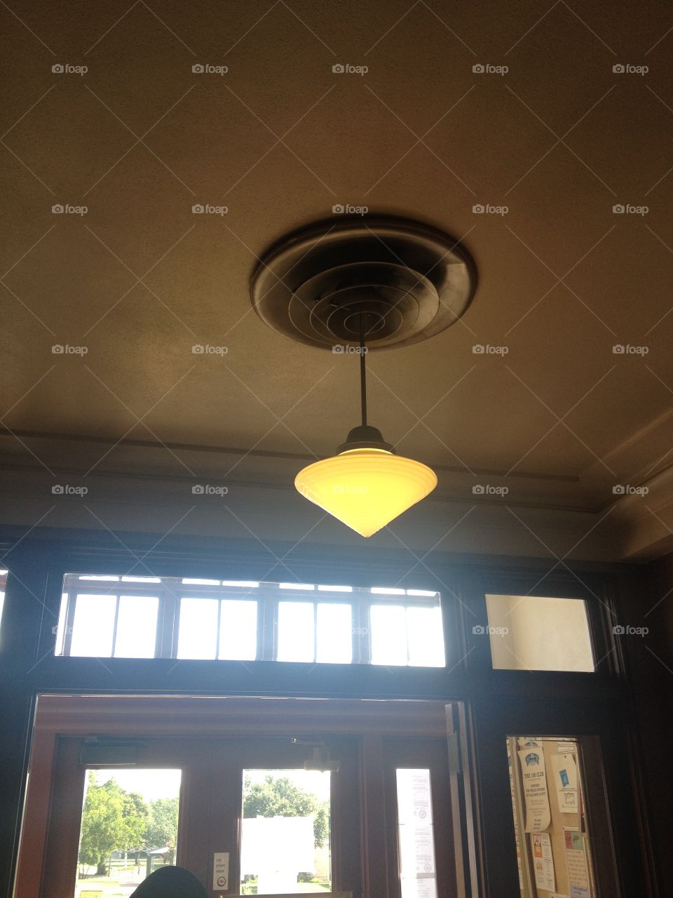 Art Deco light fixture . Art Deco light fixture hanging in Gillespie County court house in Fredericksburg, Texas.