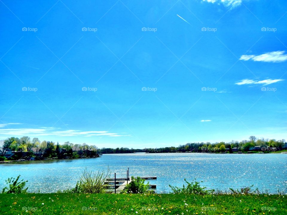 Lake views in spring in Indiana 