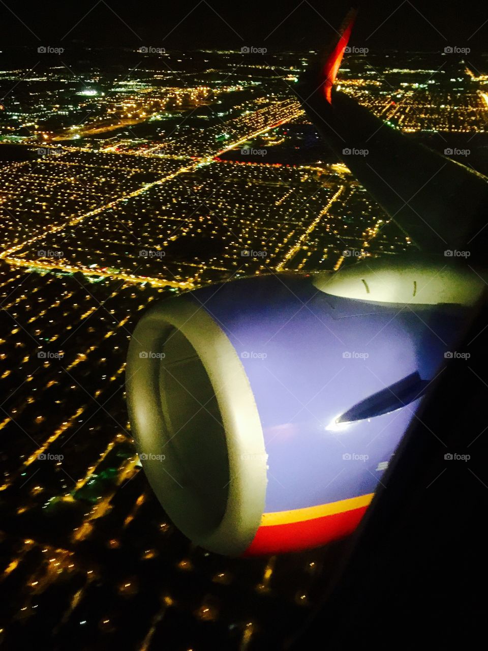 Looking out of the plane. Beautiful night!