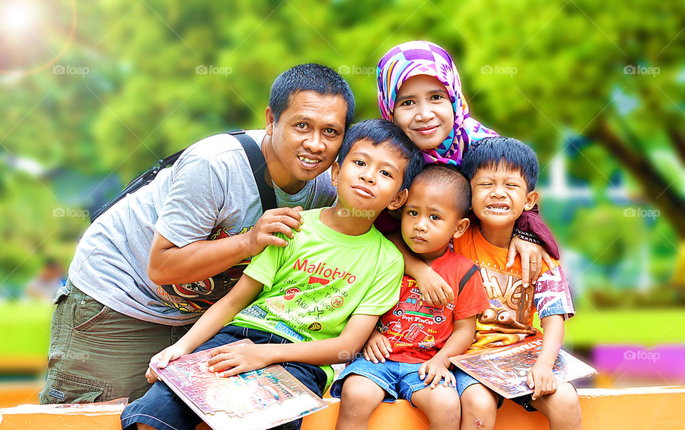 Close-up of a Asian family