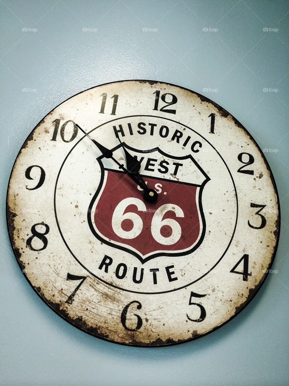 Old rusty Route 66 clock
