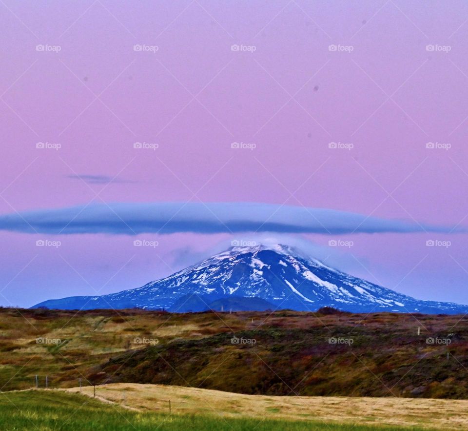 Volcano Hekla in the evening light 