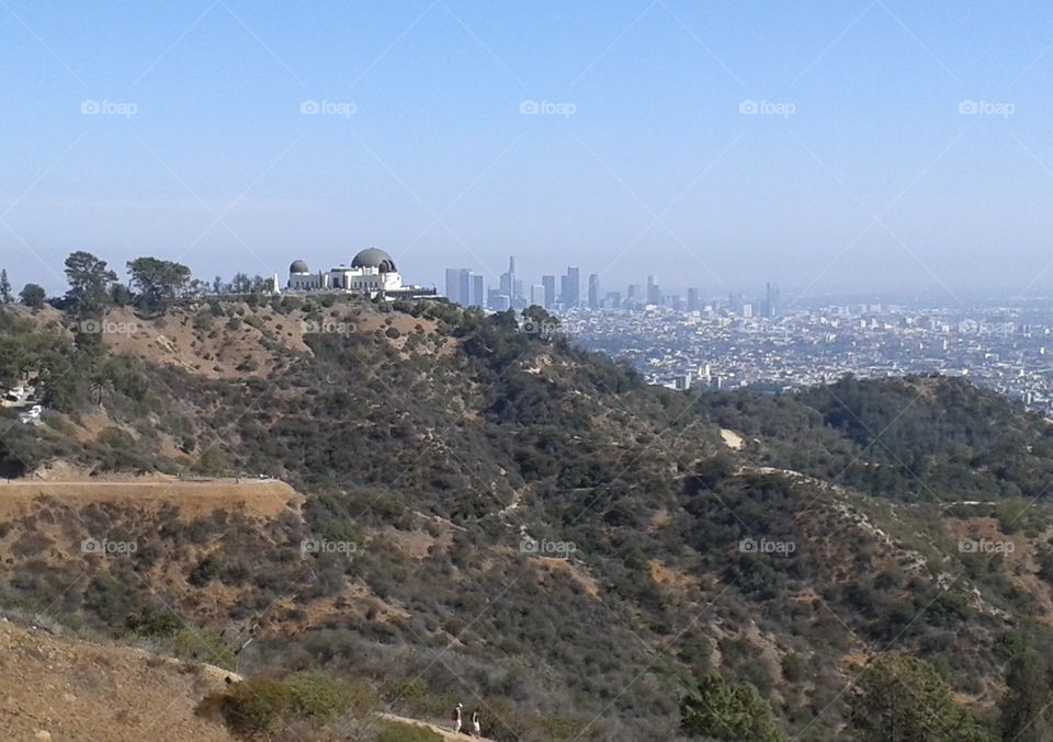 Griffith observatory and downtown LA