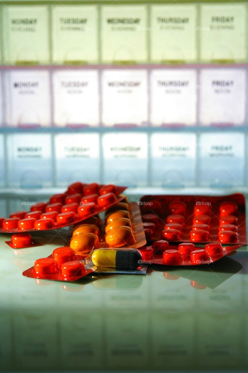 medicine tablets and medicine organizer