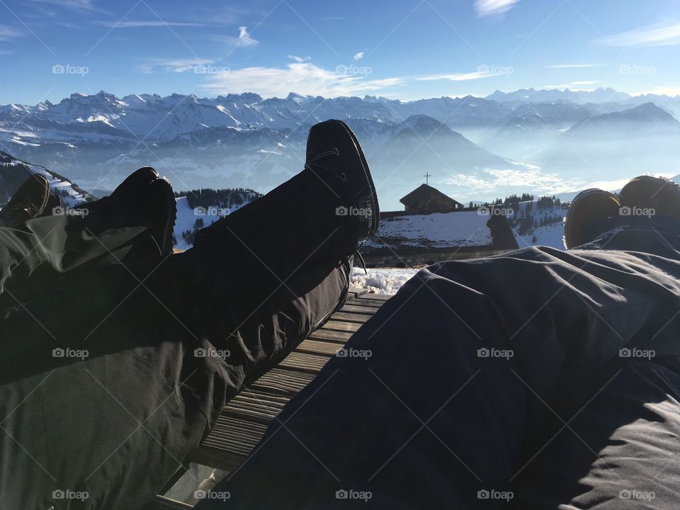Enjoying the view of the Swiss alp on Rigi mountain