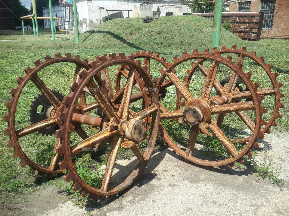 old metal wheel at a sugar factory
