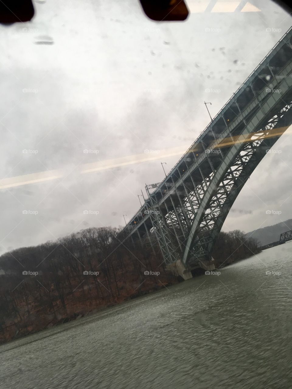 Bridge on train to NYC in the morning 