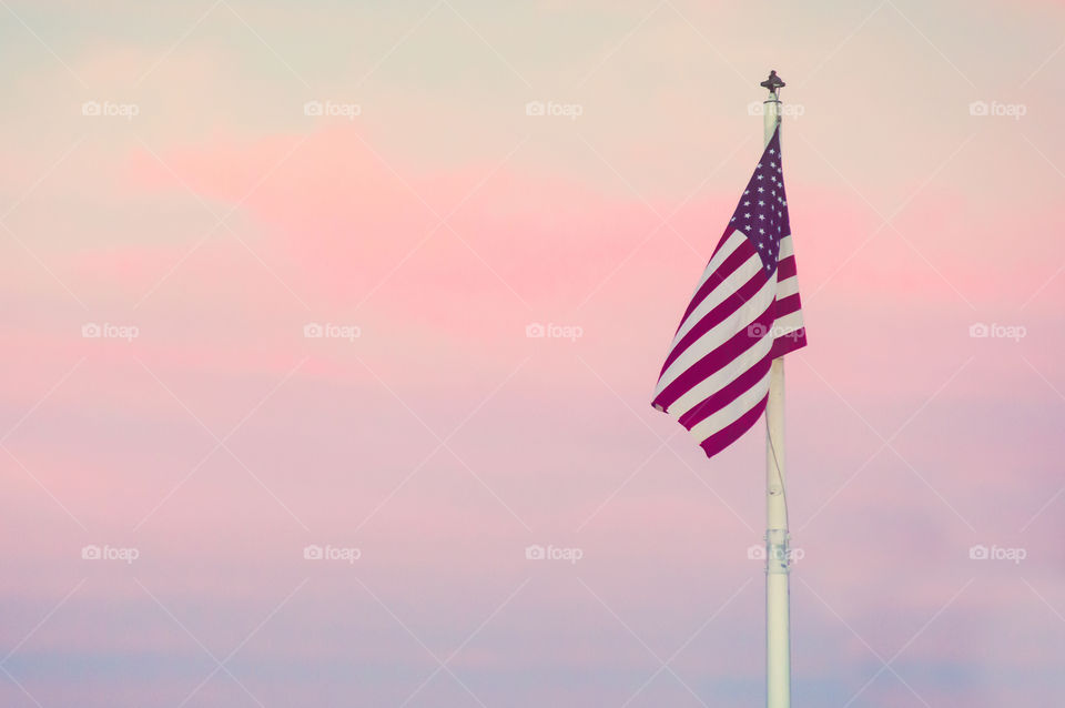 Cotton Candy Sky. American Flag