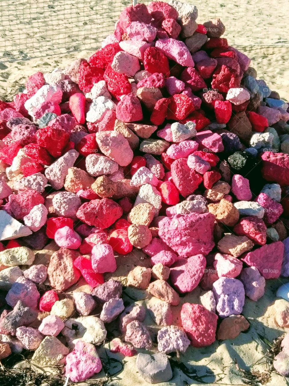 Piles of pink stones