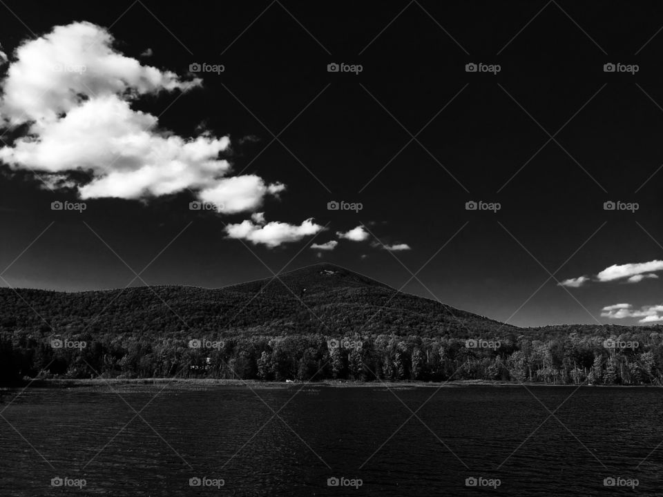 Black and White Adirondack Mountainside