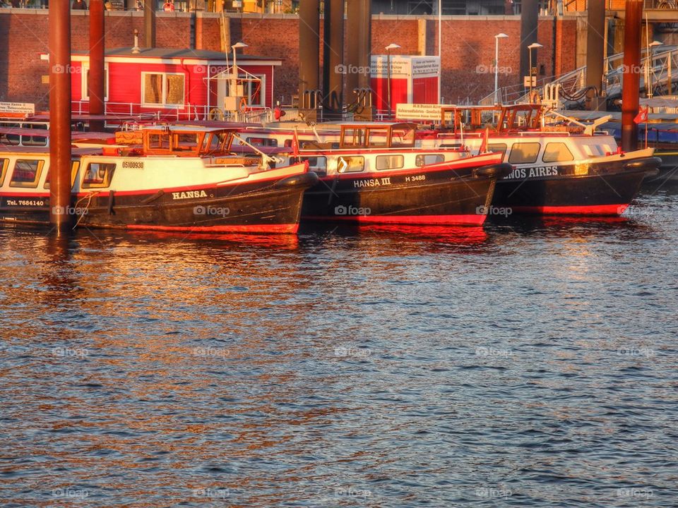 Boats in red. 