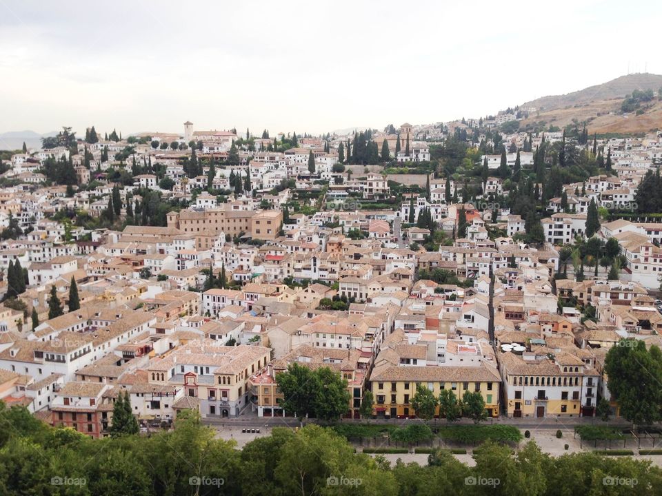 The Albaycin from the Alhambra in Granada, Spain