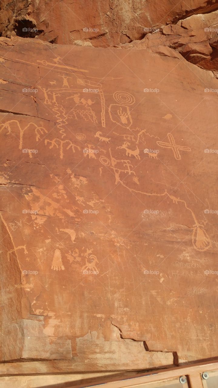 Petroglyphs in rock. Valley of of Fire National Park NV