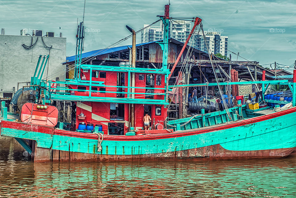 Close-up of fishing boat