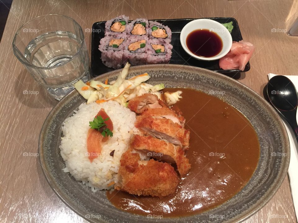 Japanese curry and roll
