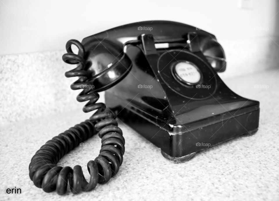 Old fashioned black and white phone 