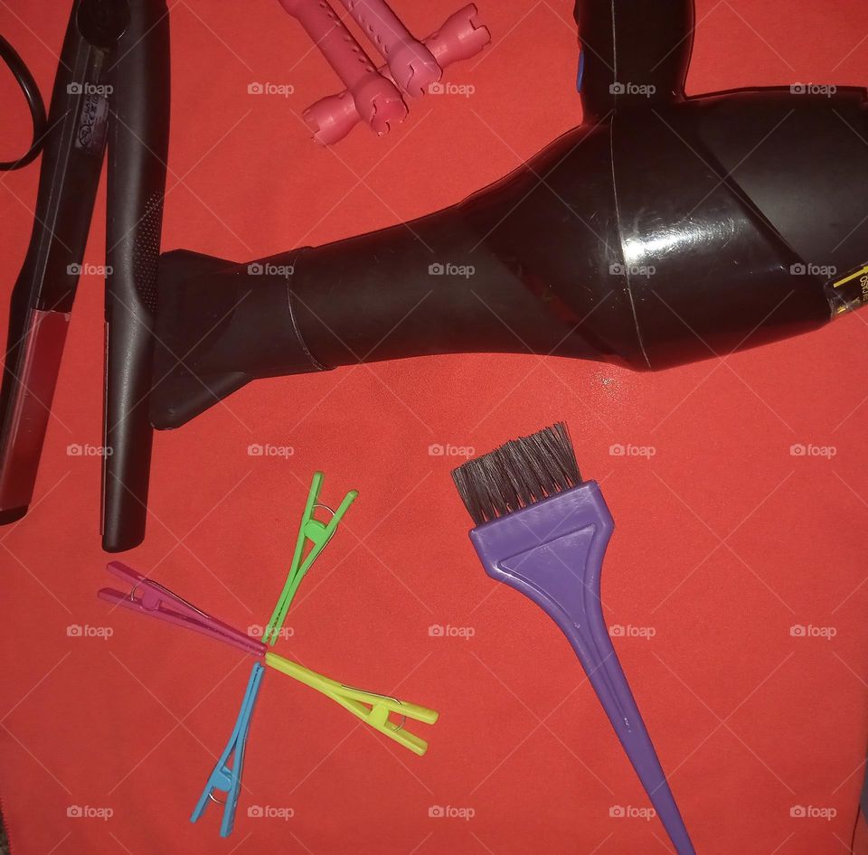 Minhas coisas de arrumar cabelo.