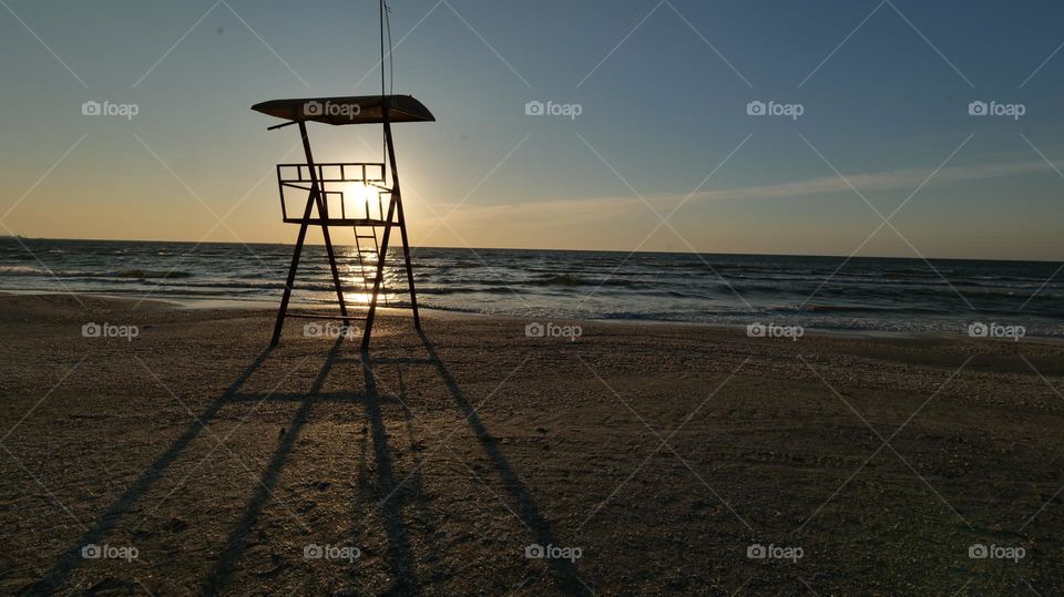 Lifeguard post in the morning