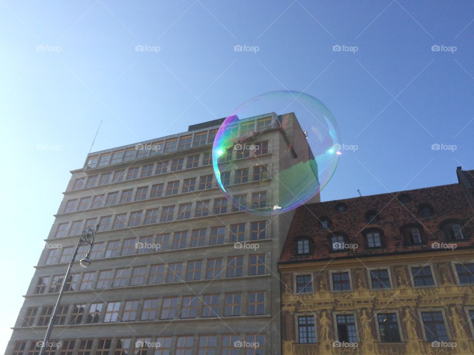 Bubble. Bubble flying around Wroclaw, Poland.