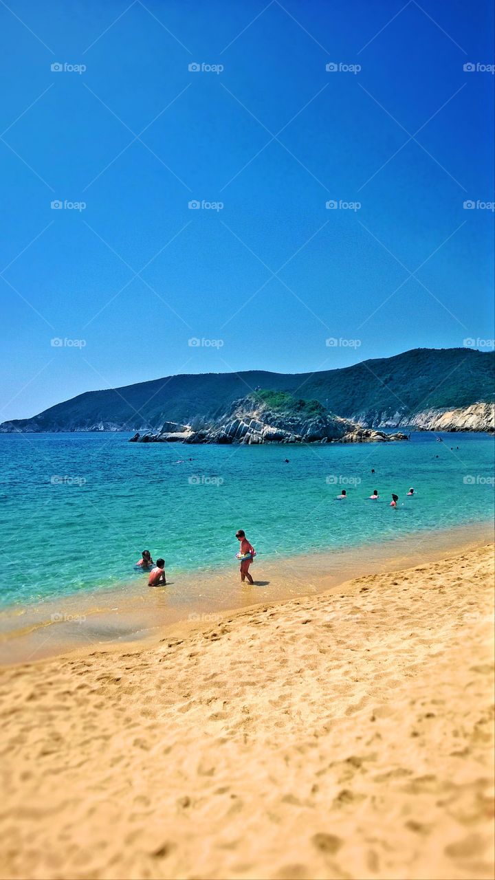 Sunny Kalamitsi beach Greece. Sunny Kalamitsi beach Greece