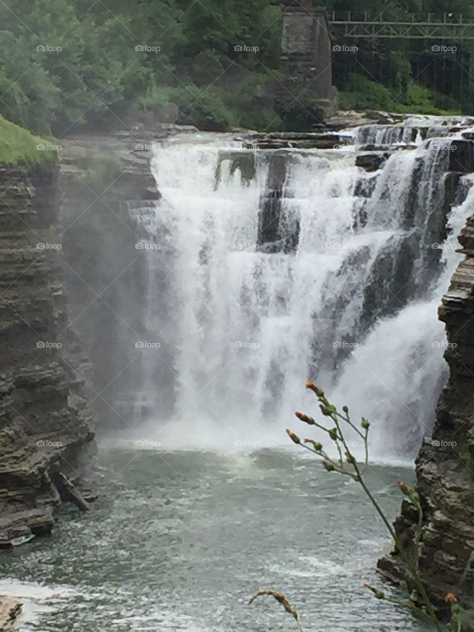 Water falls at Letchworth State Park in New York State.