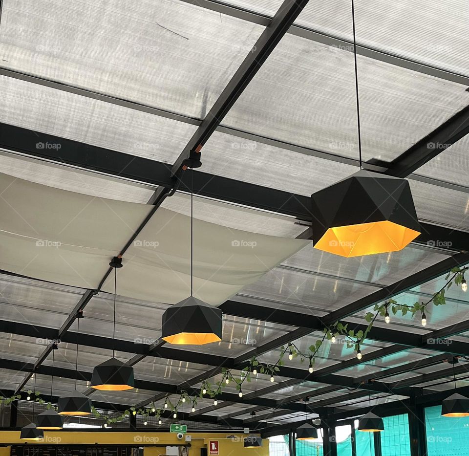 The yellow lamps in the rooftop - a great spot