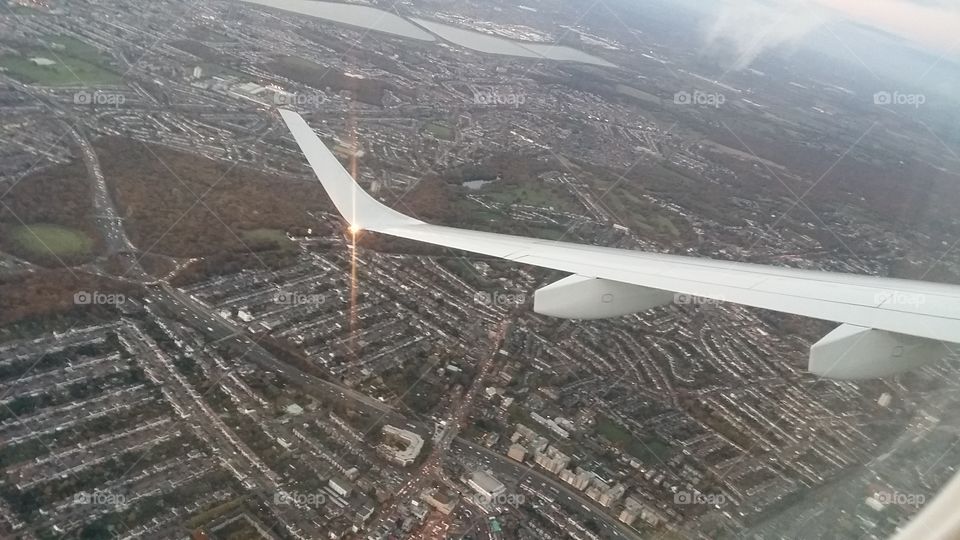 Looking out from plane window