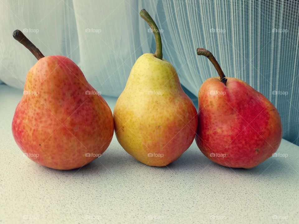 three pears.