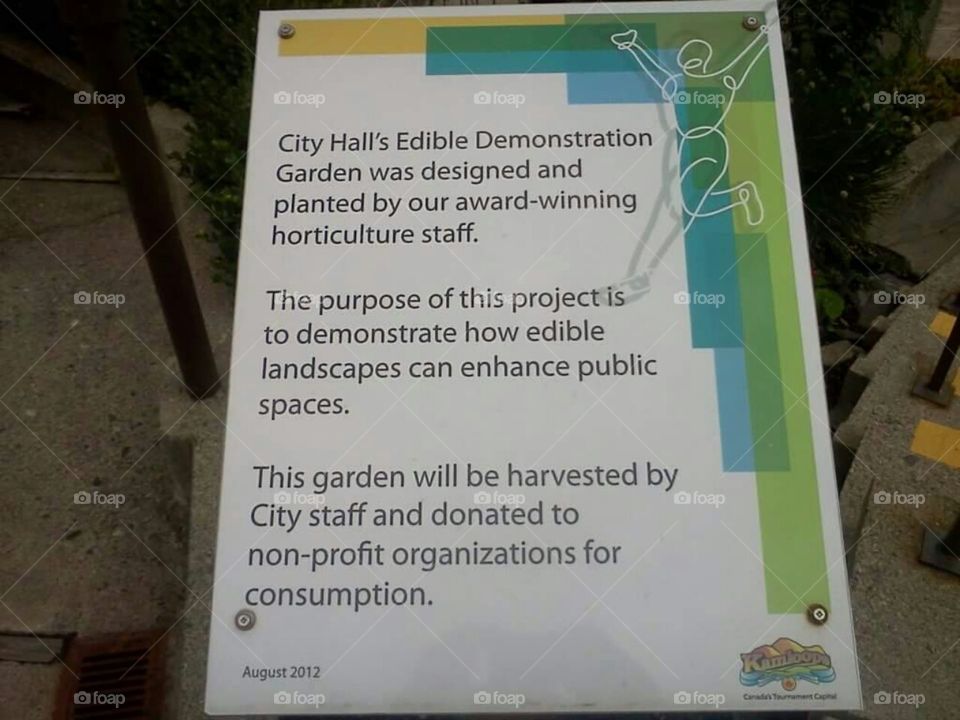 Edible landscaping by City Hall sign.
