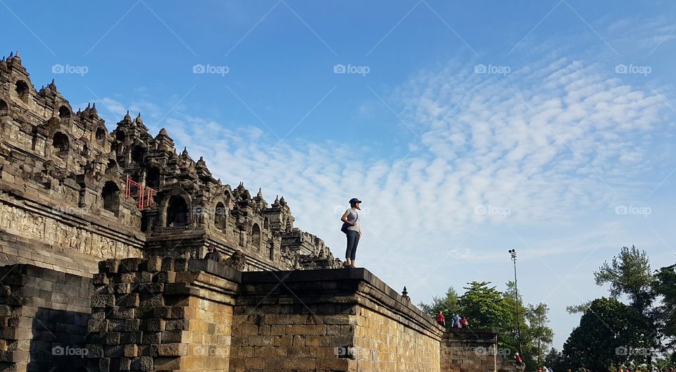 Staring into the distance at Borobudur Temple, Yogyakarta