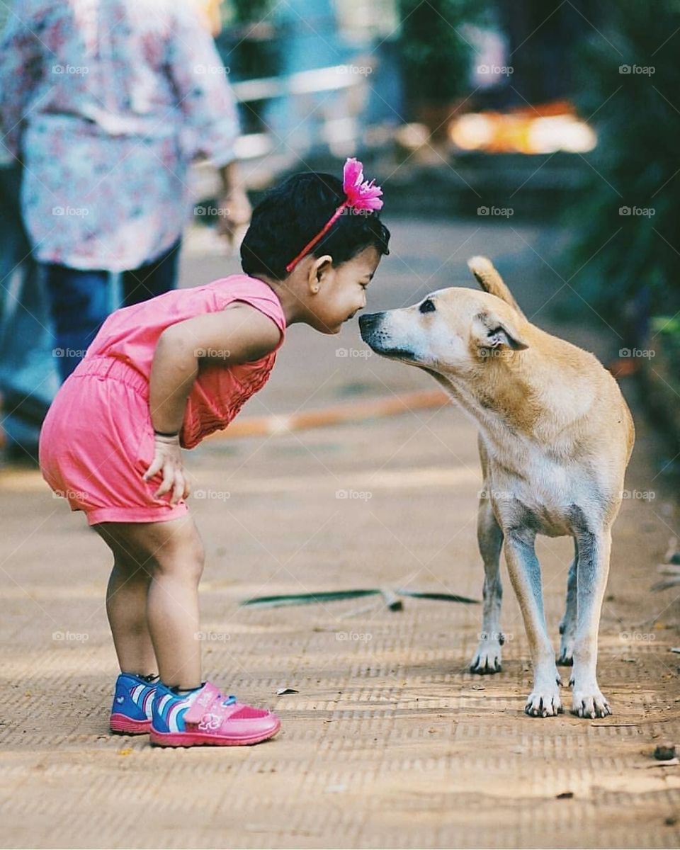 Beautiful click # love # baby girl & dog #