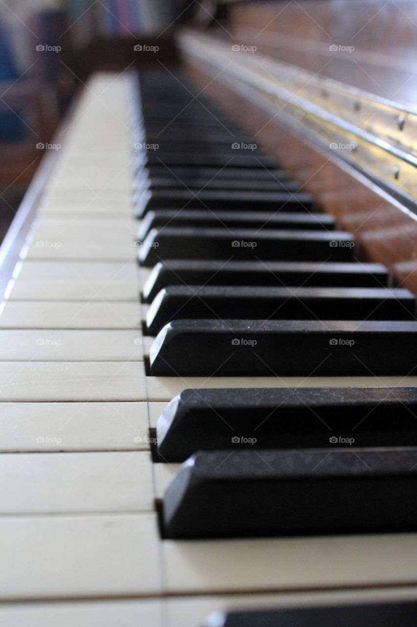 This is a up close picture of piano keys.