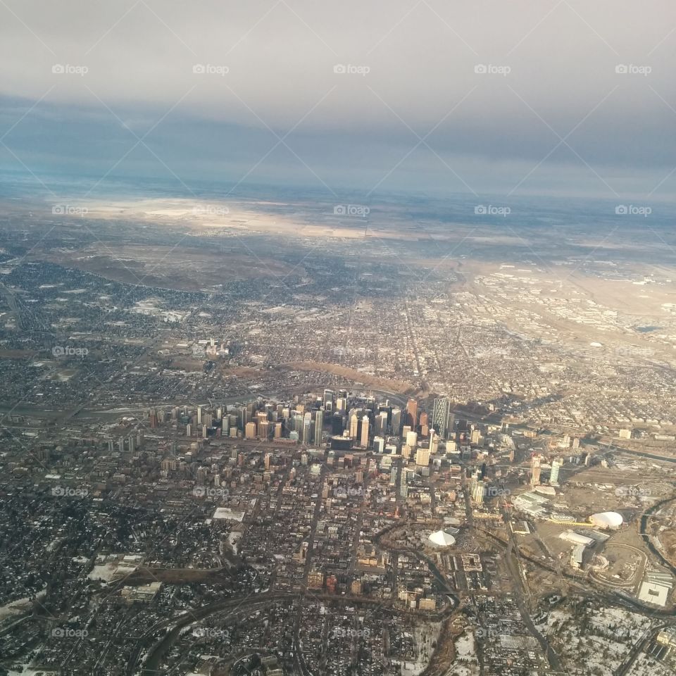 flying over Calgary, Canada