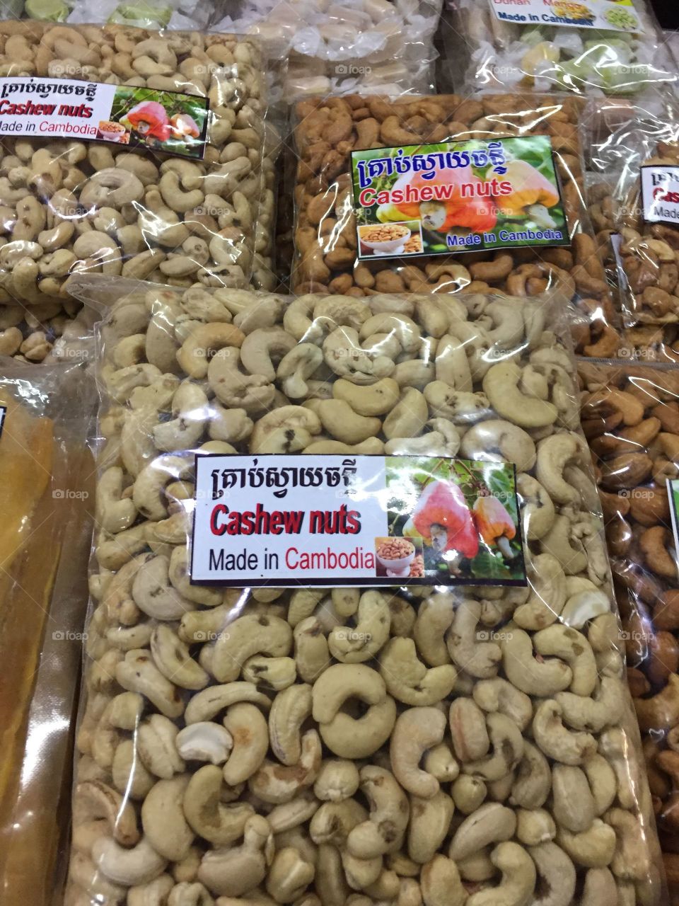 Nuts at A Marketplace in Cambodia April 2019.