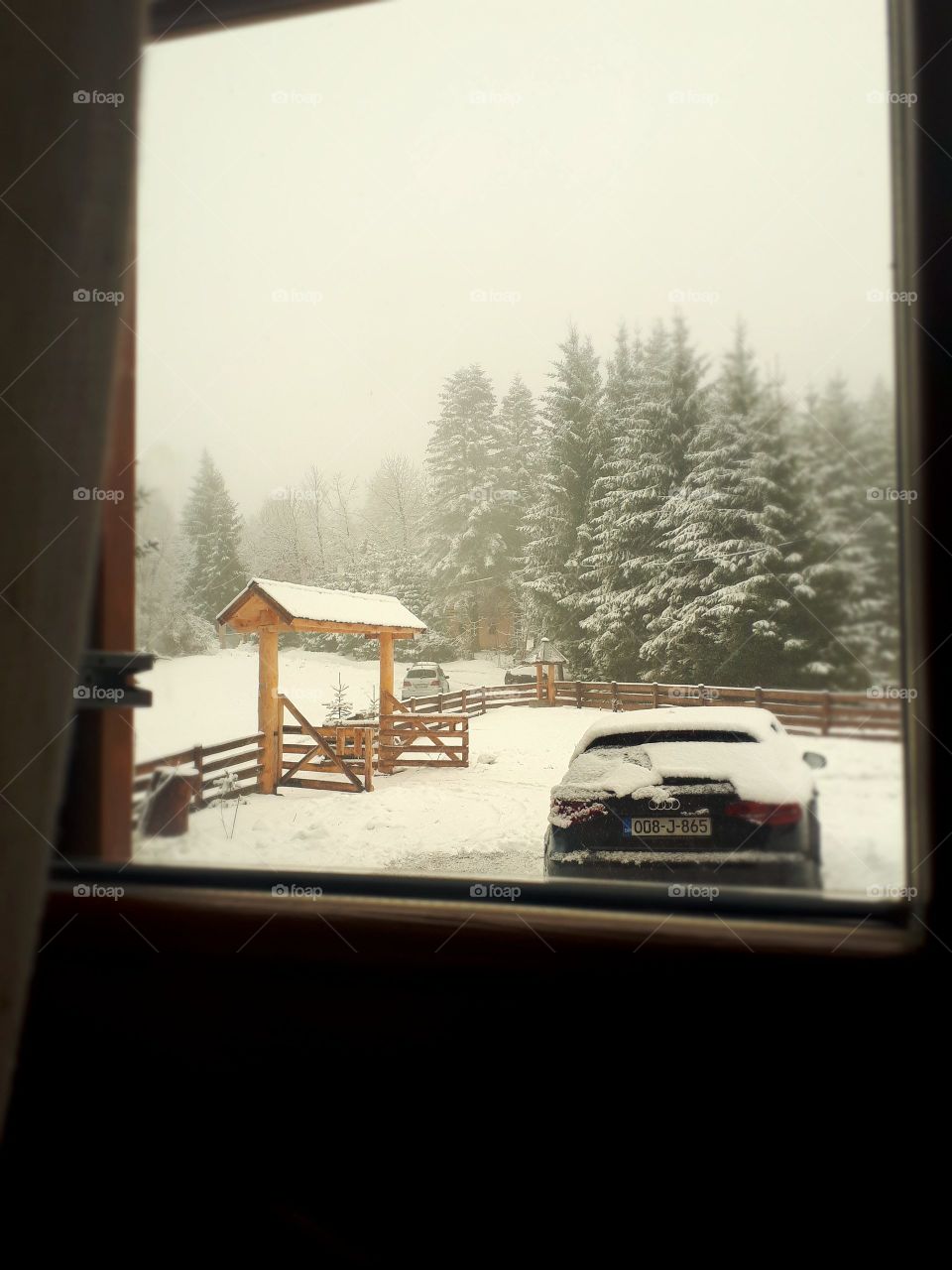 window view at the door to the cottage