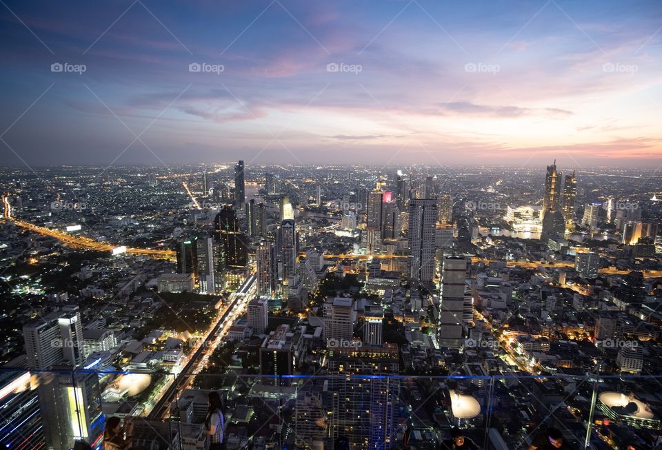 Beautiful twilight in the capital city , Bangkok Thailand