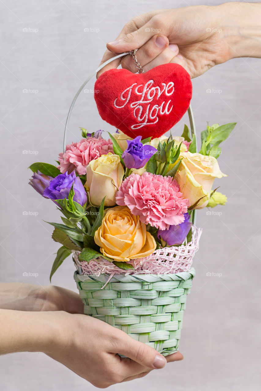 a basket of flowers