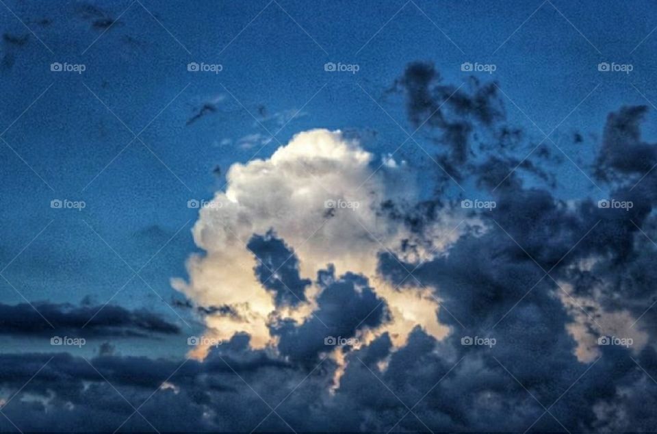 Clouds in the night's sky.