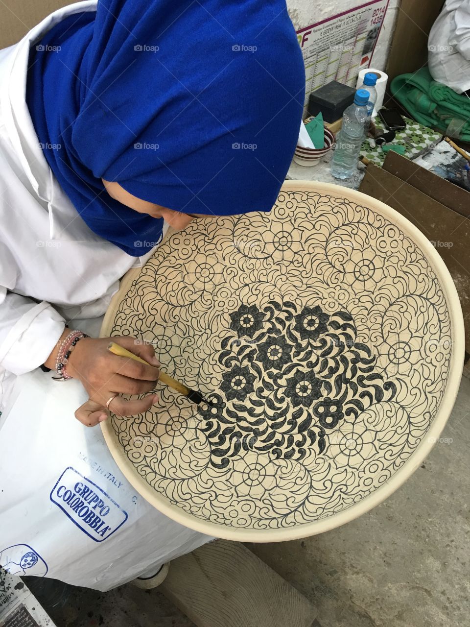 Pottery hand painted in fez 
