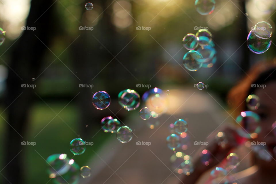 Close-up of bubble floating