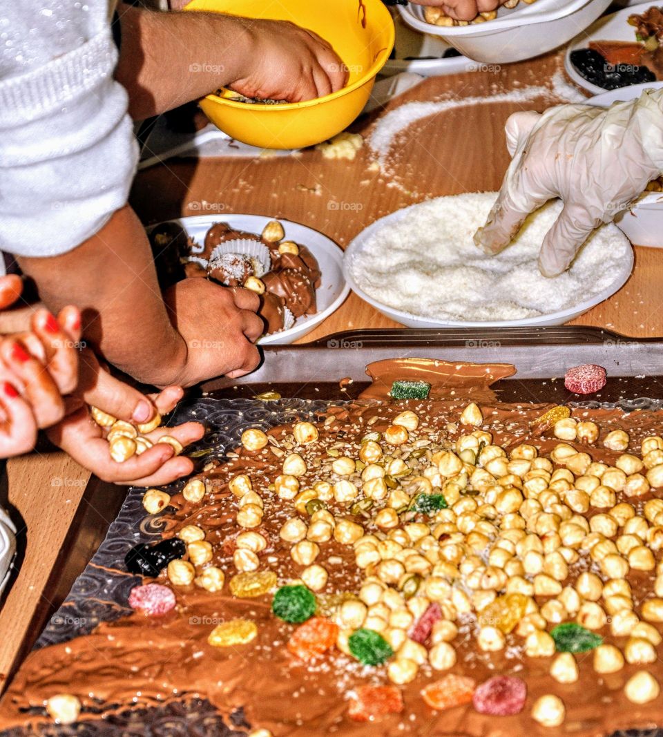 children's holiday. making chocolate