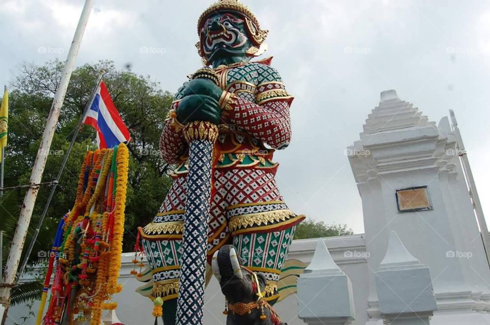 Thai Giant Statue fron of temple.