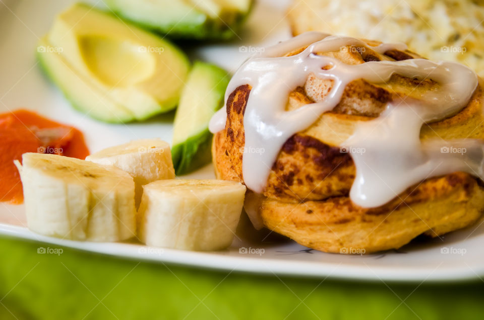 Food in the plate with banana