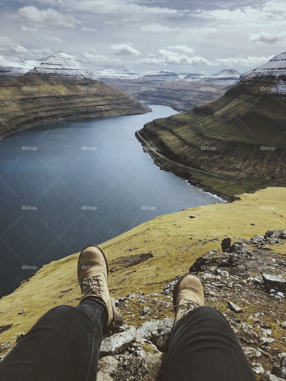 Incredible view from the top of the mountains on the Faroe Islands 
