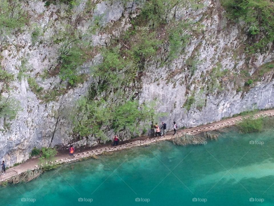 Hiking trail. Along the lake in Plitvicke jezera park