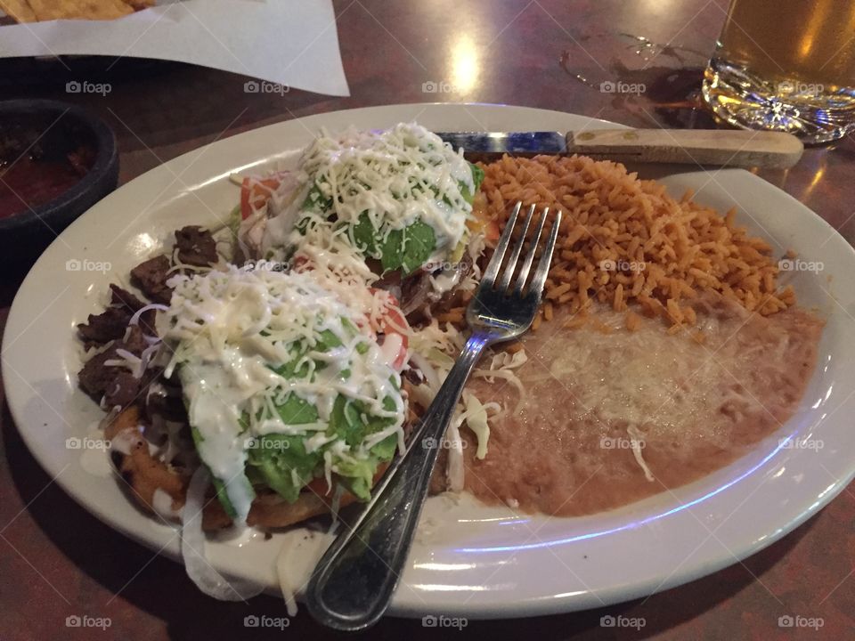 Steak tostada meal