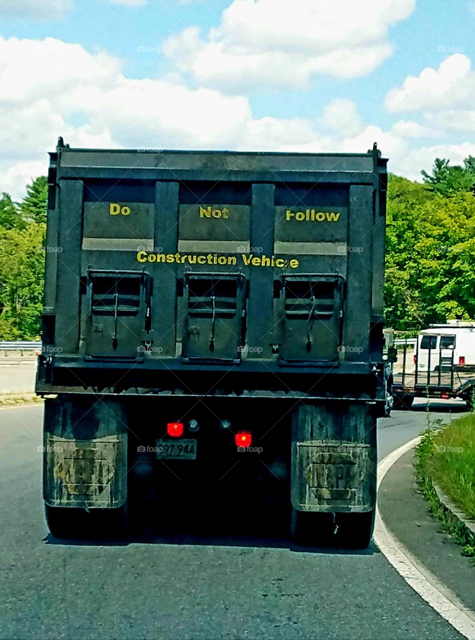 Truck says "Do Not Follow" on exit ramp. Doesn't make sense.
