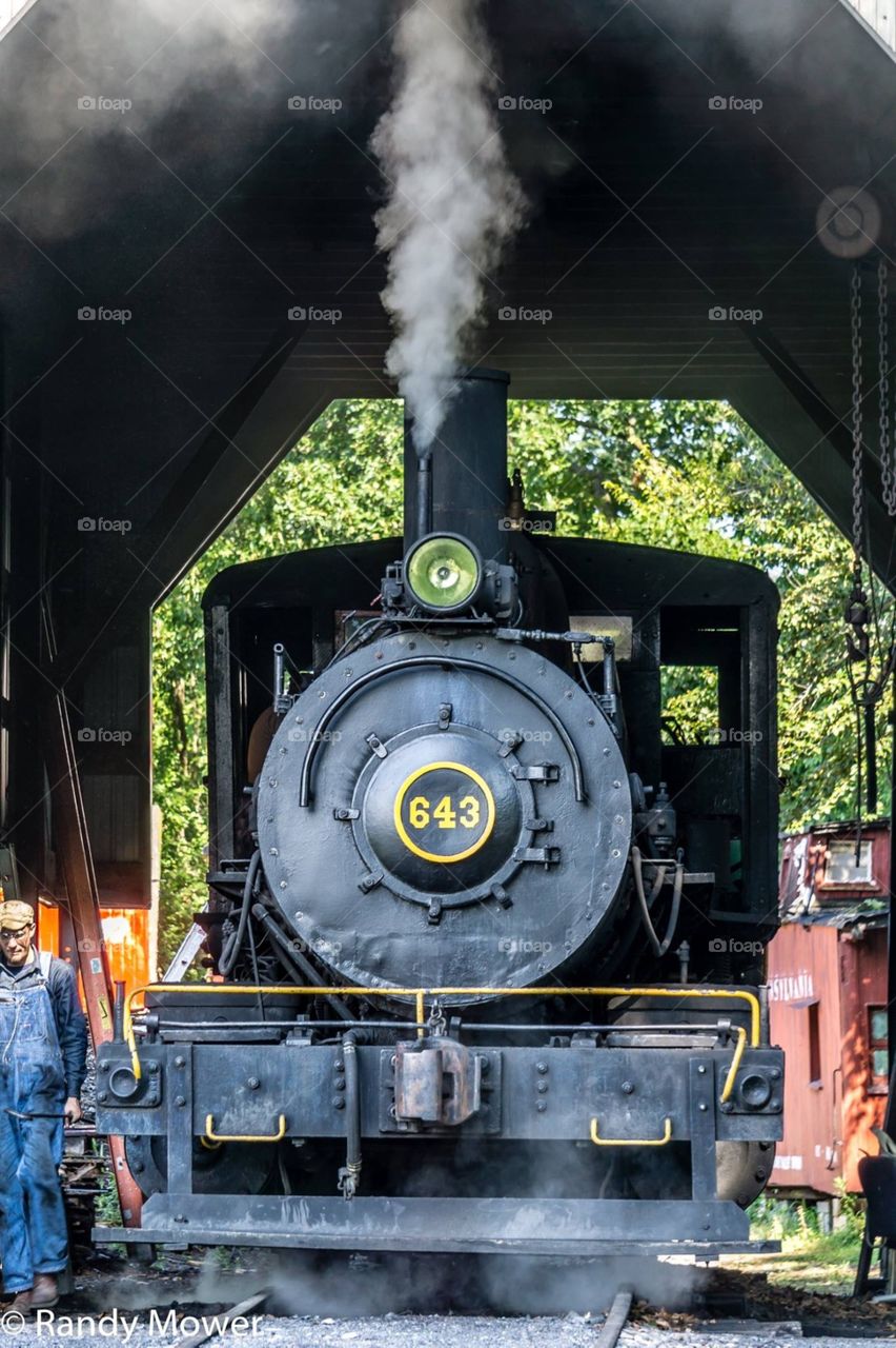 Train, Engine, Condensation, Railway, Railroad Track