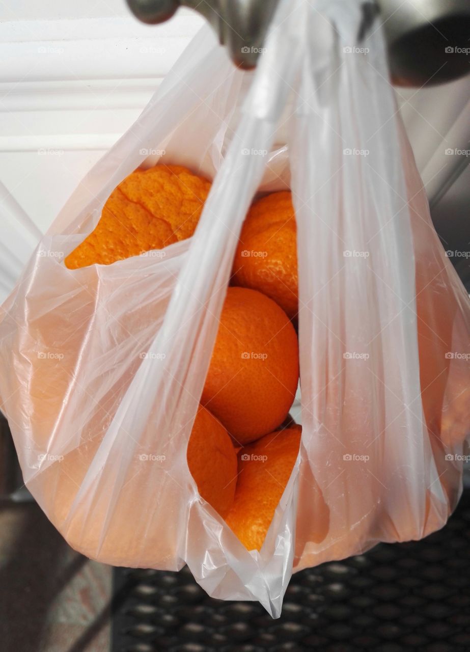 oranges in a plas